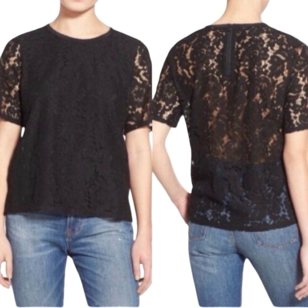 EUC Madewell Black Lace Blouse